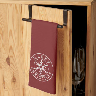 Merry Christmas Snowflake キッチンタオル