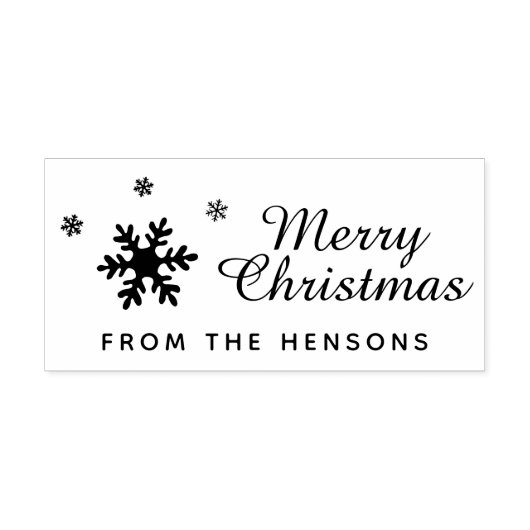 Merry Christmas Snowflake Family Name Holiday ラバースタンプ (インプリント)