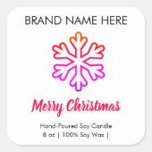 Merry Christmas | Snowflake Modern Candle Labels スクエアシール (正面)