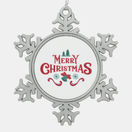 Merry Christmas Snowflake Ornament スノーフレークピューターオーナメント