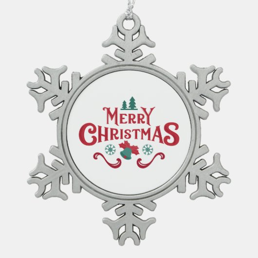 Merry Christmas Snowflake Ornament スノーフレークピューターオーナメント (正面)