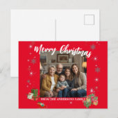 Merry Christmas Snowflake Photo Personal Family N シーズンポストカード (正面/裏面)