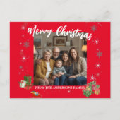 Merry Christmas Snowflake Photo Personal Family N シーズンポストカード (正面)