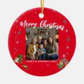 Merry Christmas Snowflake Photo Personal Family N セラミックオーナメント (正面)