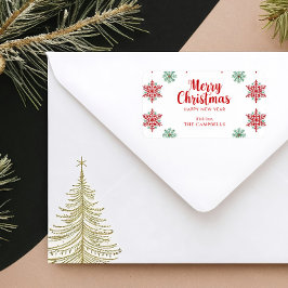 Merry Christmas Snowflake Return Address Label ラベル
