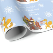 Merry Christmas Snowflakes Fox Winter Gift ラッピングペーパー (ロールコーナー)