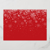 Merry Christmas Snowflakes Photo Script Gold 箔シーズンカード (裏面)