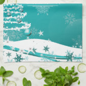 Merry Christmas Snowflakes Tree Flowers & Stars キッチンタオル (折り畳み)