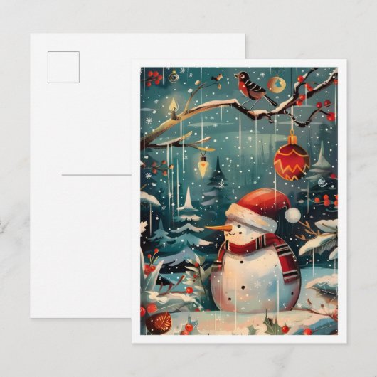 Merry Christmas Snowman ポストカード (正面/裏面)
