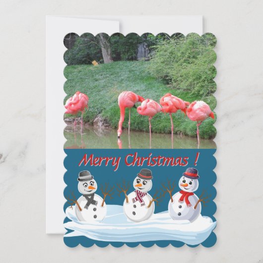 Merry Christmas snowman 1 photo custom シーズンカード (正面)