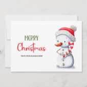 Merry Christmas Snowman Candy Cane Business Logo シーズンカード (正面)