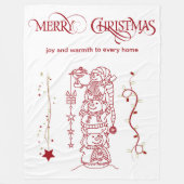 Merry Christmas Snowman Holiday  フリースブランケット (正面)