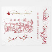 Merry Christmas Snowman Holiday  フリースブランケット (正面(横))