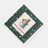 Merry Christmas Snowman Napkins Personalized Custo (コーナー)