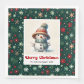 Merry Christmas Snowman Napkins Personalized Custo (正面)