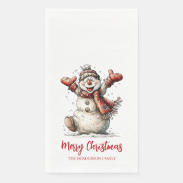 Merry Christmas Snowman Paper Guest Towels