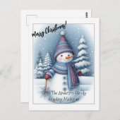 Merry Christmas Snowman, Personalized  ポストカード (正面/裏面)