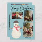 Merry Christmas Snowman Photo Card シーズンカード (正面/裏面)