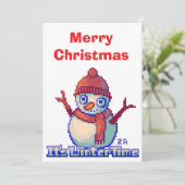 Merry Christmas Snowman Pixel Art 招待状 (スタンド正面)