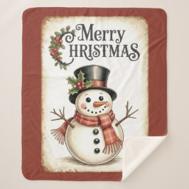 Merry Christmas Snowman Sherpa Blanket  シェルパブランケット