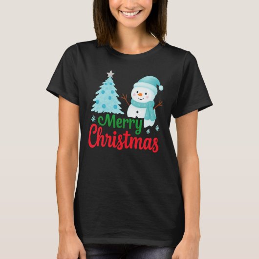 Merry Christmas Snowman Tシャツ (正面)