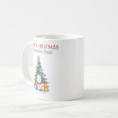Merry Christmas Snowman Tree Personalized Holiday コーヒーマグカップ (正面左)