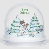 Merry Christmas! Snowman with Cat and Puppy (正面)