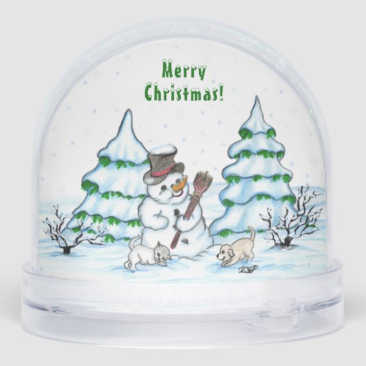 Merry Christmas! Snowman with Cat and Puppy (裏面)