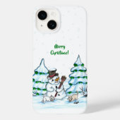 Merry Christmas! Snowman with Cat and Puppy Case-Mate iPhoneケース (裏面)