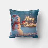 Merry Christmas Snowman with Neon Sign クッション (裏面)