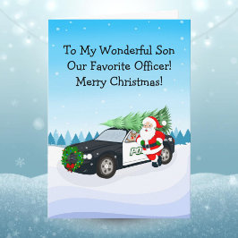 Merry Christmas Son Police Officer Santa Cop Car カード