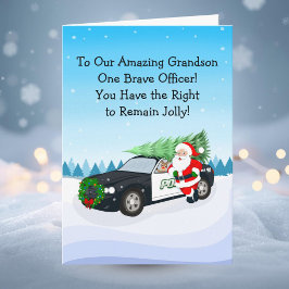Merry Christmas Son Police Officer Santa Cop Car カード