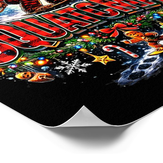 Merry Christmas Squatchmas Funny Bigfoot Snowboard ポスター (角)