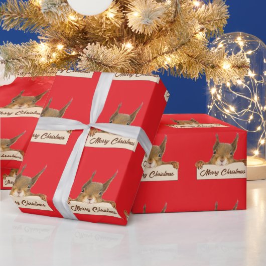 Merry Christmas Squirrel  ラッピングペーパー (クリスマス)