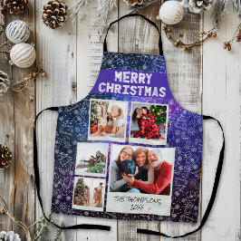 Merry Christmas Starry Night 5 Photo Family Gift エプロン