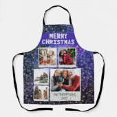 Merry Christmas Starry Night 5 Photo Family Gift エプロン (正面)