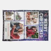 Merry Christmas Starry Night Doodle 5 Photo Family キッチンタオル (横)