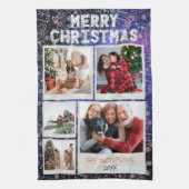 Merry Christmas Starry Night Doodle 5 Photo Family キッチンタオル (縦)