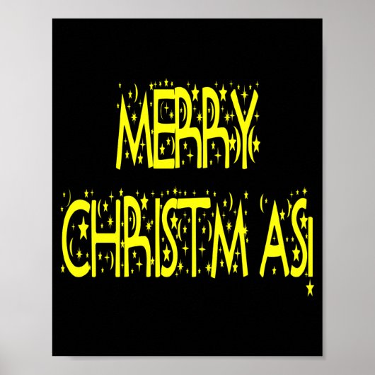 Merry Christmas Starry Night Font Girls Boys ポスター (正面)