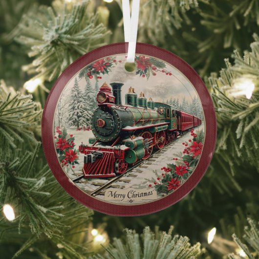 Merry Christmas Steam Train – Festive Journey  ガラスオーナメント (インサイチュ)