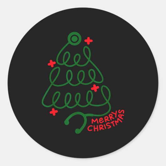 Merry Christmas Stethoscope Nurse Cna Xmas Holiday ラウンドシール (正面)