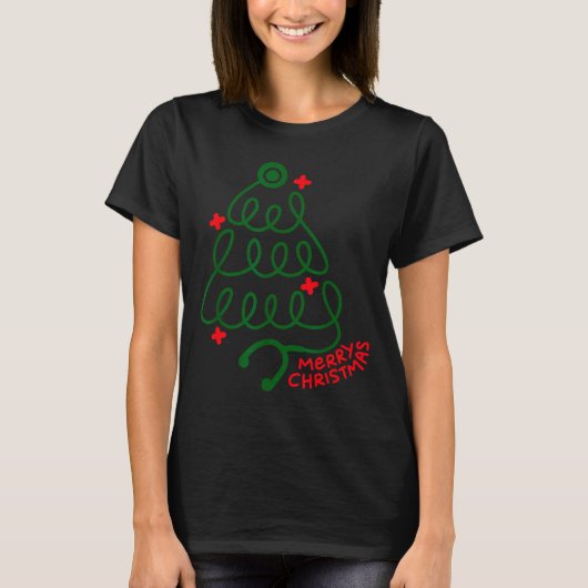 Merry Christmas Stethoscope Nurse Cna Xmas Holiday Tシャツ (正面)