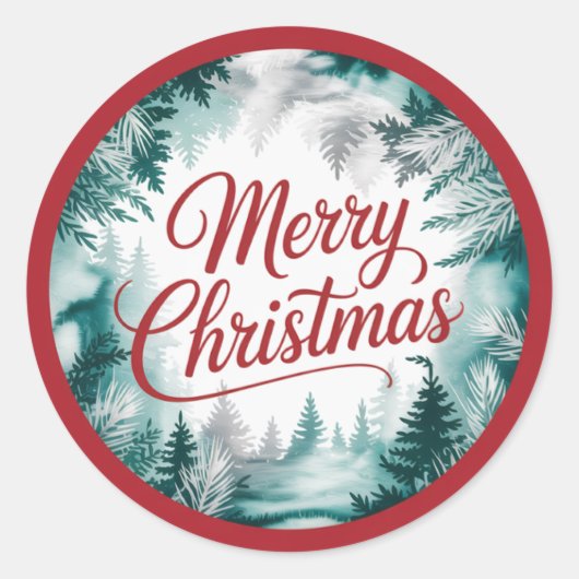 Merry Christmas Sticker ラウンドシール (正面)