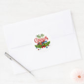 Merry Christmas Sticker – Festive Gifts & Pine Gar ラウンドシール (封筒)