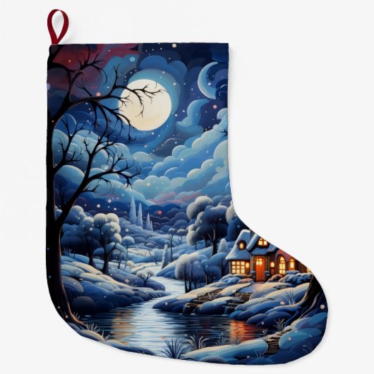 Merry Christmas Stocking, Vintage Village ラージクリスマスストッキング (正面)