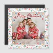 Merry Christmas String of Lights Photo Magnet Card (正面/裏面)