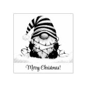 Merry Christmas Striped Hat Gnome Christmas Lights ラバースタンプ (インプリント)