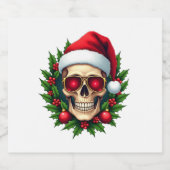 Merry Christmas Sugar Skull Santa Hat Family Xmas  スパークリングワインラベル (シングルラベル)