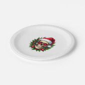 Merry Christmas Sugar Skull Santa Hat Family Xmas  ペーパープレート (アングル)