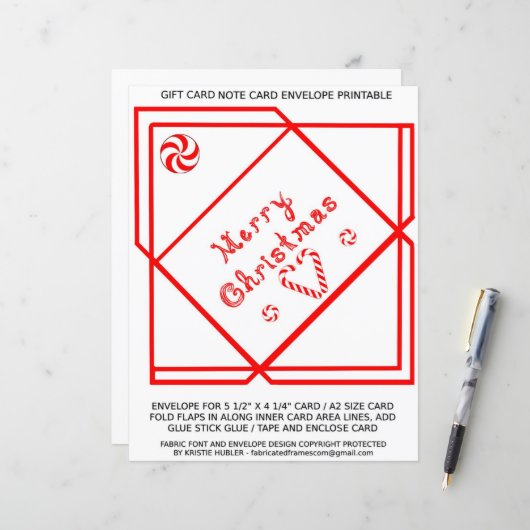 Merry Christmas Swirl Gift Card A2 Envelope paper (正面/裏面インサイチュ)
